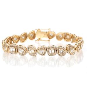 18mm Yellow Gold & <b>Sterling</b> <b>Silver</b> Multi Shape Moissanite Charm <b>Bracelet</b> VVS Luxury Style Jewelry for Women <b>Men</b> - Product Image 4