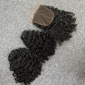 Rizado birmano de alta calidad en extensiones de cabello humano al por mayor de trama 100% cabello crudo un donante - Product Image 3