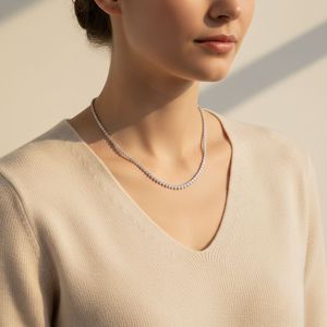 Collier tennis en diamants ronds sertis à griffes 10.00 CTW - Product Image 1