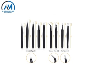 Juego de pinzas para cejas de precisión de acero inoxidable antiestático Al Mida 3 uds con punta puntiaguda para dar forma - Product Image 6