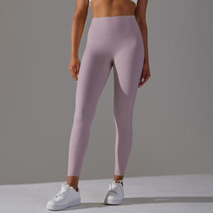 Leggings de sport rose, leggings de yoga sans couture, contrôle du ventre, tissu tricoté, style uni, leggings de yoga, ensembles de sport - Product Image 1