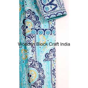 Veste d'hiver réversible matelassée longue en coton biologique 100% pour femmes, écologique, avec motif peint à la main, fermeture à ceinture - Product Image 3