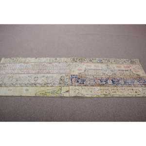 Vintage Turkish <b>Runner</b> Rug 2,3x7,3 ft, Blue <b>Green</b> Bordered Wool Rug - Product Image 3