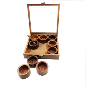 DANAGE NATURAL WOODEN Premium Printed Home Wooden Tabletop Spice Box With Separate Compartments for Spices and Dry Fruit - Product Image 1