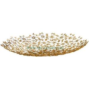 Plateau de table en aluminium plaqué or Bols de service pour fruits secs Feuille Designer Mariage Fête d'anniversaire Bol de cuisine moderne et artisanal - Product Image 6