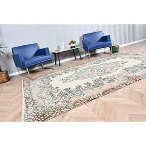 พรมตุรกีขนาดใหญ่ 5.5x8.9 ฟุต พรมวินเทจ พรมลายสัตว์สีชมพู - Product Image 2