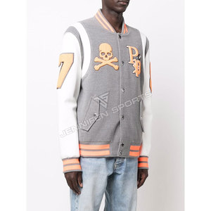 แจ็กเก็ตเลตเทอร์แมนทีมตัวแทนขนสัตว์ปลอกหนังแผ่นปักลายกำมะหยี่ด้านในบุผ้า - Product Image 4