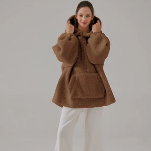 Ropa de calle, sudaderas con cordón de Sherpa bordadas personalizadas, jersey de peso pesado, sudaderas transpirables antiarrugas de lana para mujer - Product Image 1