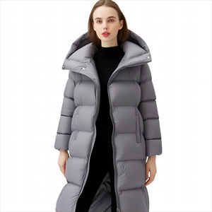 เสื้อโค้ทตัวยาวแบบมีฟองสำหรับผู้หญิงเสื้อแจ็คเก็ตทรงพองยาวมีซิปมีฮู้ดเสื้อโค้ทตัวยาวพิมพ์ลายฟองสำหรับฤดูหนาว - Product Image 3