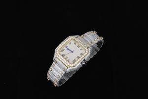 Reloj de Lujo de Cuarzo Cuadrado de Aleación Antigua con Moissanita, Probador de Diamantes, Bisel de Acero Inoxidable para Hombre, Diamantes VVS Estilo Rapper - Product Image 4