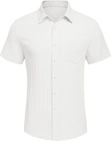 Chemise blanche de marque personnalisée Mne's ShirtCotton Linen Spring Summer Chemise à manches courtes Chemise boutonnée cubaine décontractée Robe d'été à la mode