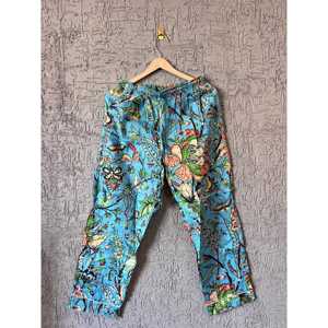 Conjunto de Pijama de Algodón con Estampado Floral Turquesa para Mujer, Ropa de Dormir India, Manga Larga, Cintura Elástica con Botones, Tela Suave Tejida, Verano - Product Image 3