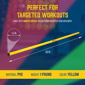 Bastone Giallo per Fitness Prism, Attrezzatura per Esercizi Senza Peso in PVC per Allenamento dell'Equilibrio - Product Image 3