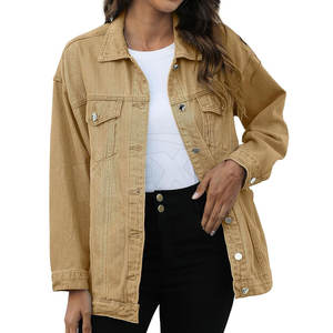 2024 veste en jean pour femmes marque privée vêtements de rue respirant uni teint Offre Spéciale traitement fini - Product Image 1