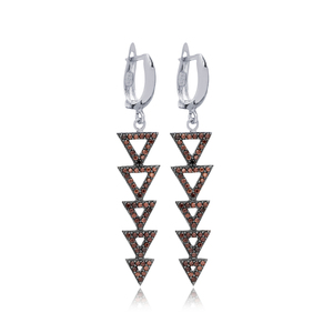 Noir Zircon Pierre Dangle Longues Boucles D'oreilles En Gros 925 Bijoux En Argent Sterling Turc - Product Image 3