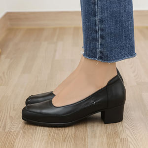 [JSHOE] Zapatos de Tacón Medio Cómodos de Piel de Oveja Genuina Hechos a Mano con Punta Cuadrada para Mujer - Product Image 4