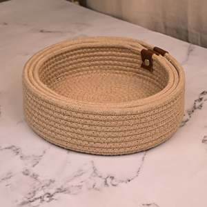 Juego de Cestas de Almacenamiento Redondas Hechas a Mano, Plegables y Tejidas en Ratán, PVC, Algodón, Tela Plástica para Sala de Estar y Cocina - Product Image 2