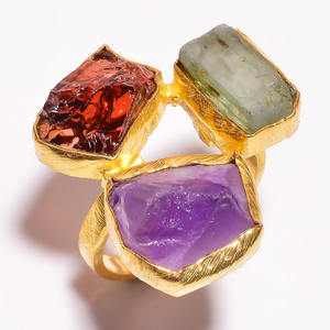 925 Sterling Silver Unique Shape Rose Quartz Gemstone Ring Fine Jewelry with Gold Plating Bezel Setting Inlay for Weddings - Product Image 6