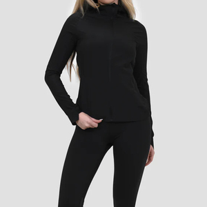 Chaqueta deportiva cortavientos OEM para mujer, chaqueta informal de moda transpirable negra azabache para primavera y otoño para mujer - Product Image 2