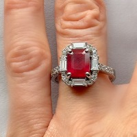 Bague de fiançailles certifiée en argent sterling 925 avec rubis taille coussin serti à griffes, faite à la main, style bohème, cadeau de mariage ou de fête, bijoux pour