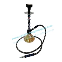 Chicha noire élégante et écologique avec base en verre texturé, tige en métal torsadé, bol en céramique, tuyau stylé – Ensemble chicha premium