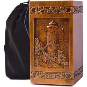 Caja de urna para adultos de cremación funeraria con ala en ángulo grabada para cenizas humanas con bolsa de terciopelo gratis - Product Image 3