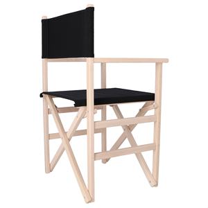 WELL HOME Chaise de directeur en bois de hêtre avec finition non vernie et toile noire 51x46x86 cm - Product Image 6