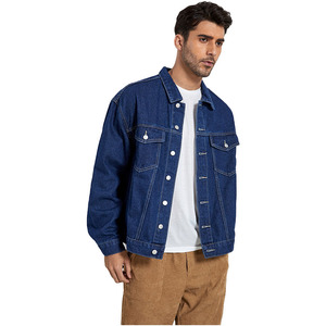 Streetwear décontracté pour hommes et femmes veste en jean bleu taille XL col à capuche tissu léger coupe décontractée pour l'hiver vente en gros - Product Image 5