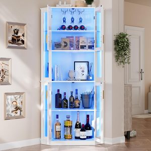 Lemari Pajangan Kaca Mewah Modern dengan Lampu LED, Kunci, Konstruksi Kayu Tahan Lama untuk Hotel dan Rumah, Penyimpanan yang Dapat Disesuaikan - Product Image 1