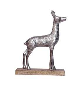 Ciervo de aluminio de alta calidad acabado en plata sobre base de madera mejor mesa escritorio decorativo Showpiece Fabricación y proveedor indio - Product Image 3