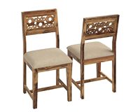 Chaise de salle à manger en bois de sheesham massif avec revêtement en lin, design rustique moderne, lot de 2, meubles pour la maison