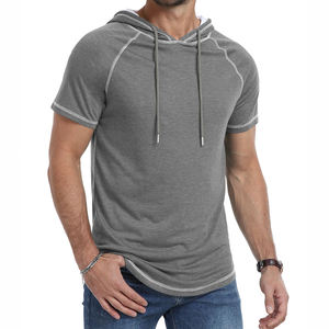 เสื้อฮู้ดผู้ชายแบบสวมหัว แขนสั้น ดีไซน์ใหม่ สำหรับฤดูหนาว ผ้าหนา ทนทาน บริการ OEM - Product Image 4