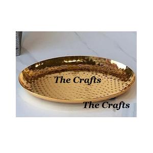 Bandeja para servir aperitivos de diseño ventajoso Bandeja para servir pulida de oro de metal de forma redonda a precios razonables - Product Image 1