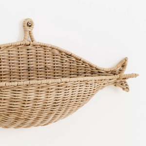 Adorable Estante de Pared con Forma de Pez de Ratán para Habitación Infantil, Decoración de Pared Hecha a Mano para Guardería, Almacenamiento Natural, Organizador Boho para Habitación de Bebé - Product Image 4