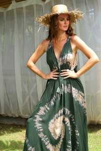 Vestido Maxi de Rayón Tie-Dye Multicolor de Nuevo Diseño, Sin Mangas, Tallas Grandes, Elegante, Ecológico, Corte en A, con Patrones Tejidos Naturales - Product Image 3