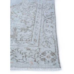 Tapis en laine noués à la main gris et noir vintage Pae-374 pour salon, couloir, chambre d'adolescent, motif médaillon rectangulaire abstrait fait main - Product Image 4