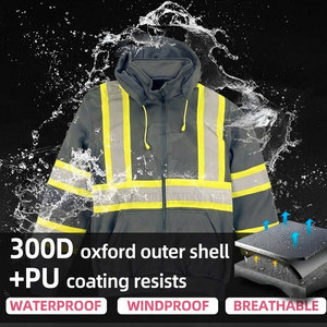 Veste de travail de sécurité sur mesure au meilleur prix, avec bande réfléchissante, en tissu mélangé polyester, ourlet ajustable, vêtement d'extérieur - Product Image 5