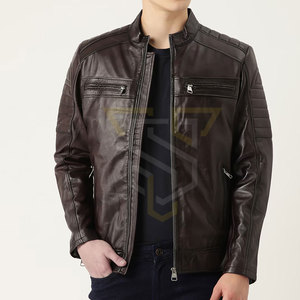 2024 Custom High Quality Light Winter Men's Leather <b>Canvas</b> <b>Jacket</b> Comfortable Stand Collar Breathable XL Size Wholesale Logo - Product Image 2