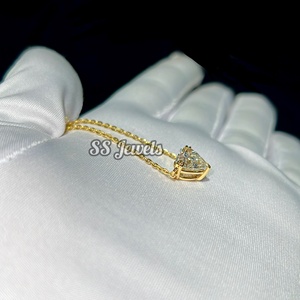 2.00ct VVS Lab พลอยเทียมรูปหัวใจพร้อมสร้อยคอทองคำละเอียดอ่อน10K สำหรับเป็นของขวัญครบรอบผู้หญิงได้รับการรับรองจากหิน CVD - Product Image 4