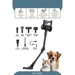 SVC-8623 BLDC Motorized Cordless Upright <b>Vacuum</b> <b>Cleaner</b> UV Mite Cleaning Head Pet Attachment Included Navy Blue Official Charged - Product Image 5
