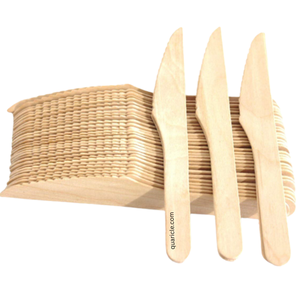 Volume d'achat Logo personnalisé imprimé biodégradable 165mm couteau en bois de bouleau ensemble de couverts de voyage pour la cuisine fête camping - Product Image 2