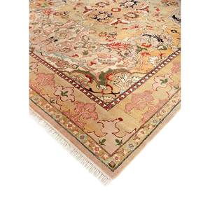 Tapis en laine noué à la main Cyanna Gold, design médaillon classique, grand rectangle pour salon ou chambre - Pae-4962 - Product Image 2