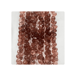 จี้พลอยควอตซ์สีชมพูสตรอเบอร์รี่ธรรมชาติแบบพรีเมี่ยมแบบเหลี่ยมเพชรพลอยประดับลูกปัดแบบหยดน้ำขนาดประมาณ8มม. ทำเครื่องประดับหิน - Product Image 2