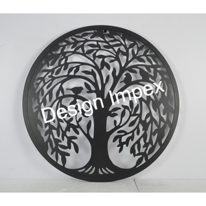 Art mural décoratif en tôle de fer avec revêtement noir, paysage rond en métal de belle qualité, art mural fabriqué à la main pour la décoration intérieure et le bureau - Product Image 1