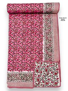 Indian Hand Block Print Quilt Reversible Soft Cotton Floral <b>Blanket</b> Luxury Classic Home Decor Throw Bed Spread Set for Hotels - Product Image 3