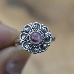 Anillo Clásico de Plata de Ley 925 para Mujer, Anillo Hecho a Mano con Piedra Preciosa de Amatista, Estilo Bohemio, Regalo para Mamá - Product Image 2