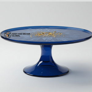 Base para Pasteles Moderna de Resina Azul de Lujo, Redonda, Hecha a Mano, Ecológica, No Tóxica, Antiadherente, Apta para Lavavajillas, para Pasteles y Repostería - Product Image 6