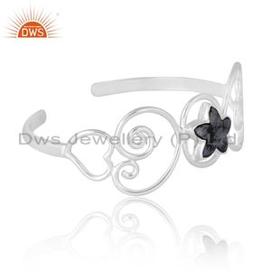 Elegante Brazalete de Plata Modelo Corona con Obsidiana para Bodas, Fabricante y Proveedor de Joyería para Mujer - Product Image 3