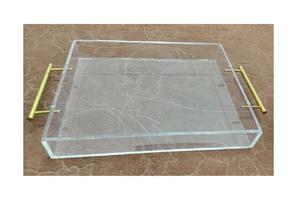 Plateau de service en acrylique de haute qualité avec poignée en métal provenant de l'inde, artisanat de qualité - Product Image 3