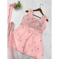 Top en georgette lourde de bonne qualité avec belle tenue de soirée de créateur en georgette entièrement brodée et lourde Palazzo Suit